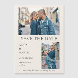 Convite Salvar Data de Casamento Moderna Bege 2 Fotos Salv