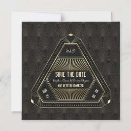 Convite Salvar data de casamento Vintage Gold Great Gatsby