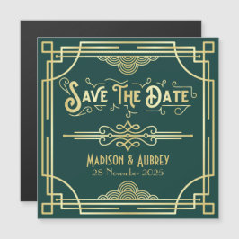 Convite Salve a data Art Deco Gatsby Glamor Dourado Green