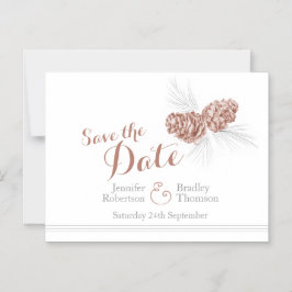 Convite Salve a data da arte do cone de pinheiro castanho