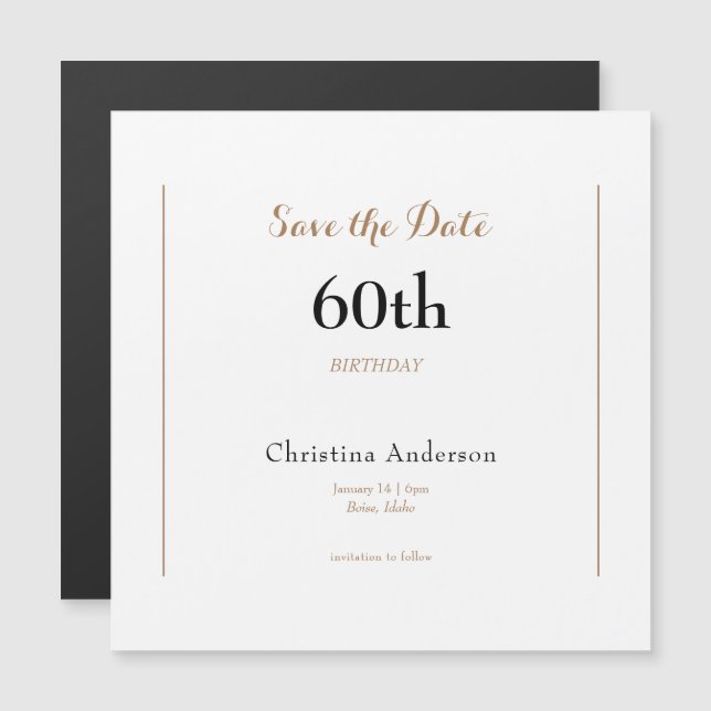 Convite Salve a data do 60º aniversário (Frente/Verso)