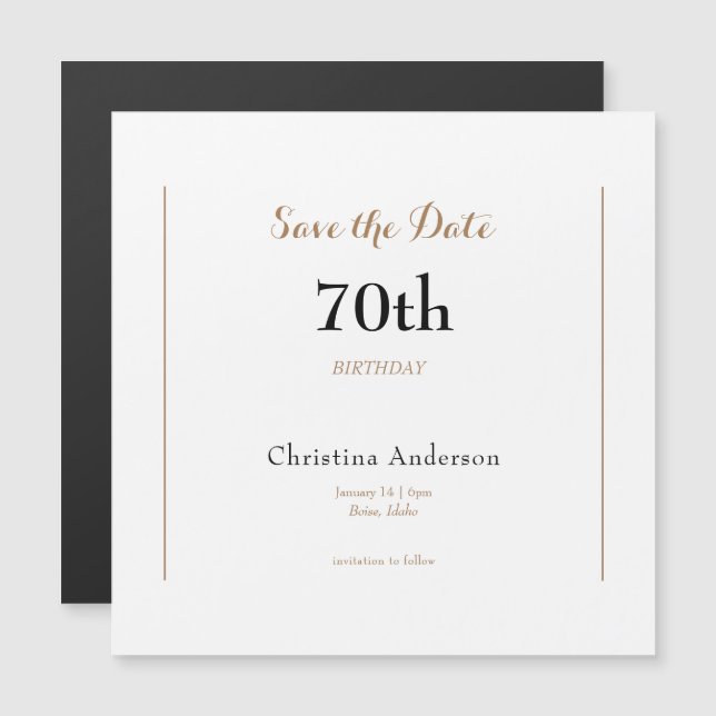 Convite Salve a data do 70º aniversário (Frente/Verso)