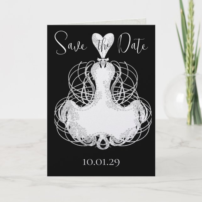 Convite Salve a Data Preta com Elegante Vestido Rodado Bra (Frente)