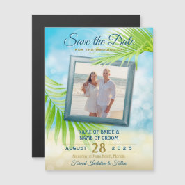 Convite Salve a data que sua foto de praia de casamento de