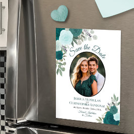 Convite Salve o Dia do Casamento Floral Boho Verde e Foto