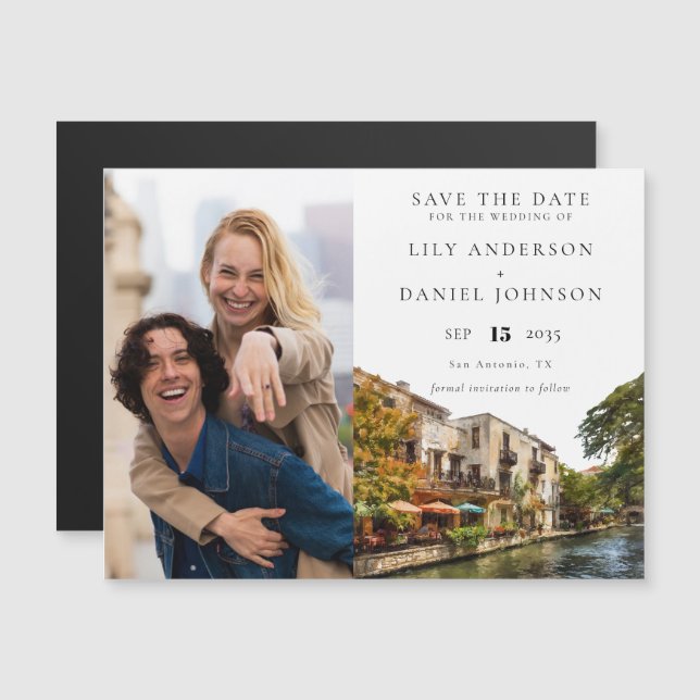 Convite San Antonio Photo Wedding Save The Date (Frente/Verso)