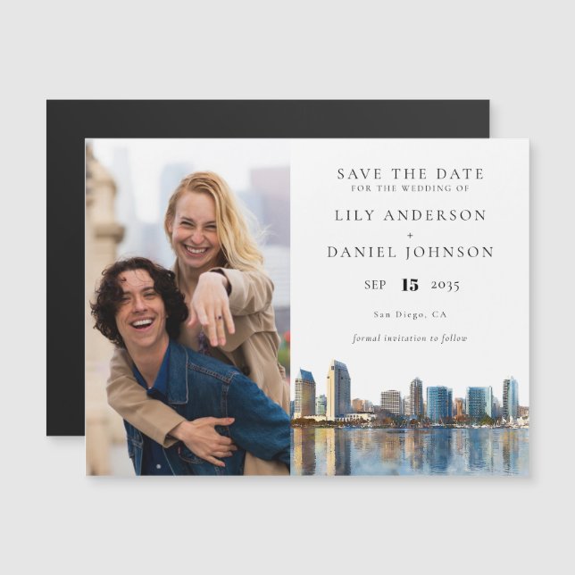 Convite San Diego Photo Wedding Save The Date (Frente/Verso)