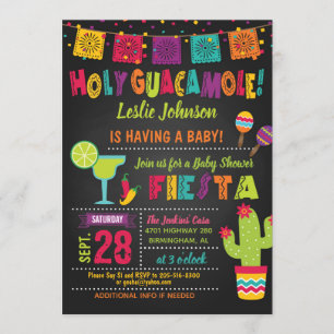 Convite Santa Guacamole Chá de fraldas Fiesta