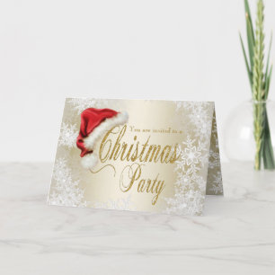 Convite Santa Hat Snowflake Christmas Party Invitation