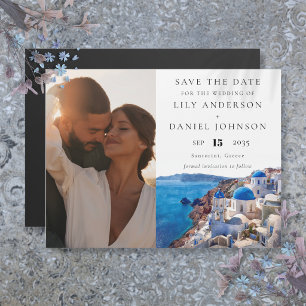 Convite Santorini Grécia Foto Casamento Salvar a Data