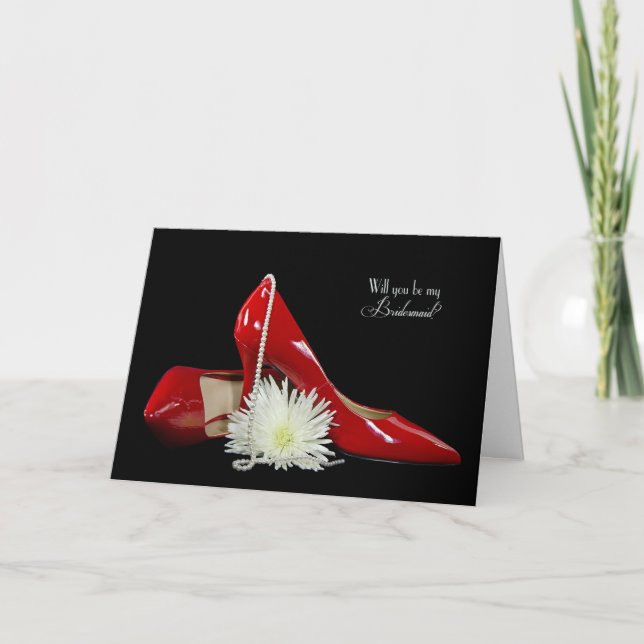 Convite Sapatos vermelhos para pedido de madrinha (Frente)