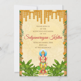 Convite Satyanarayan puja indiana de convite