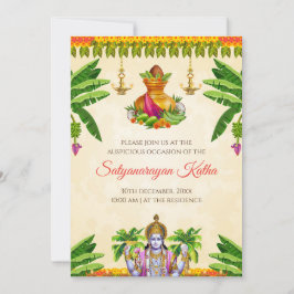 Convite Satyanarayan puja indiana de convite