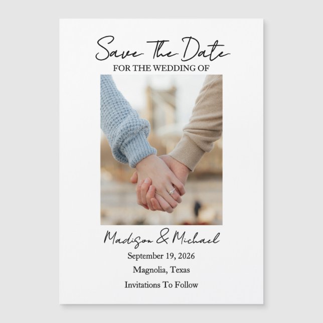 Convite Save The Date Photo Thin Magnetic Card (Frente)