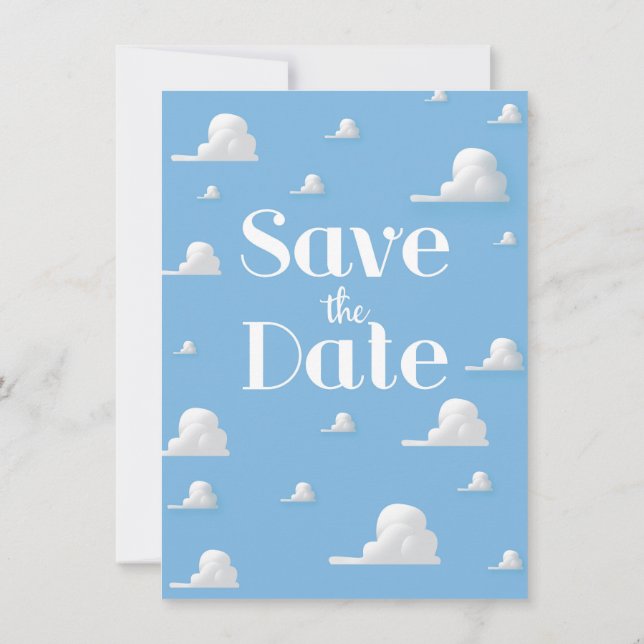 Convite Save the Date vintage céu e nuvens (Verso)