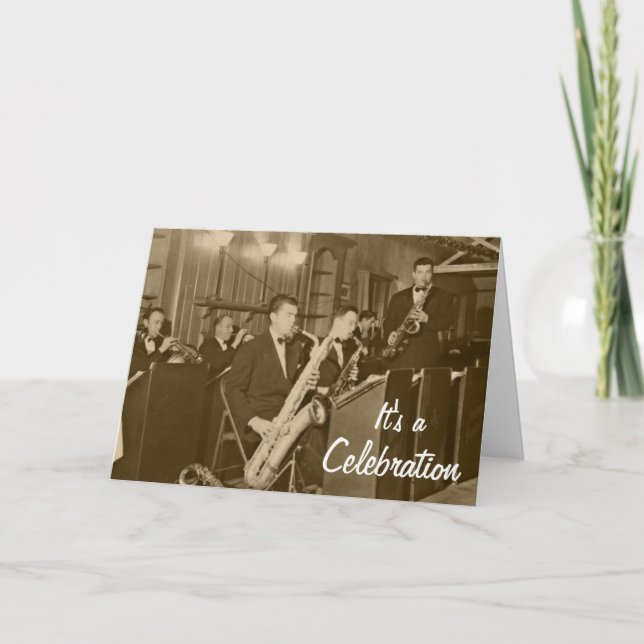 Convite Sax de Big Band Vintage (Frente)