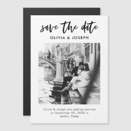 Convite Script casual chic e a foto salvam a data