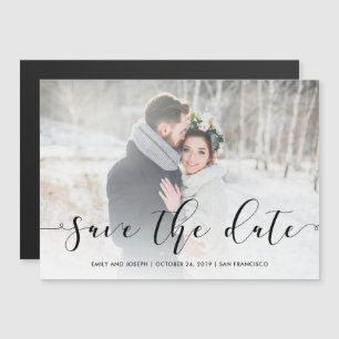 Convite Script de Adoração  Black Save the Date with Photo