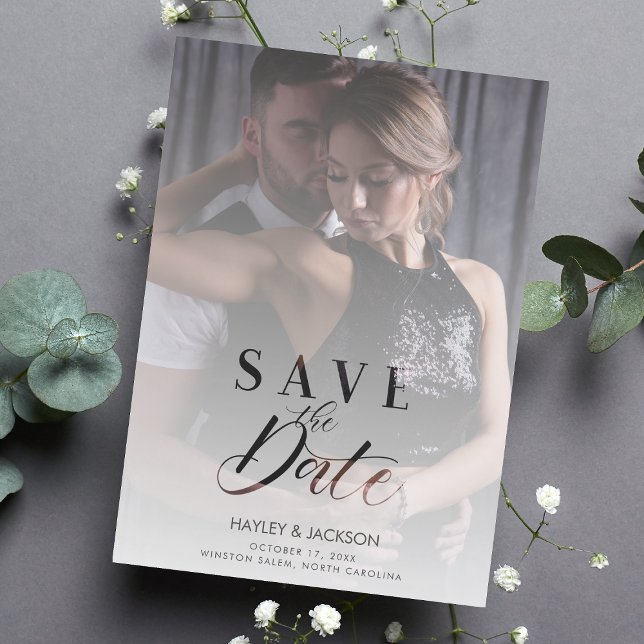 Convite Script de Foto de Casamento de Transparência de Ve (Criador carregado)