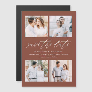 Convite Script Elegante Moderno Brown 4 Foto Salva A Data