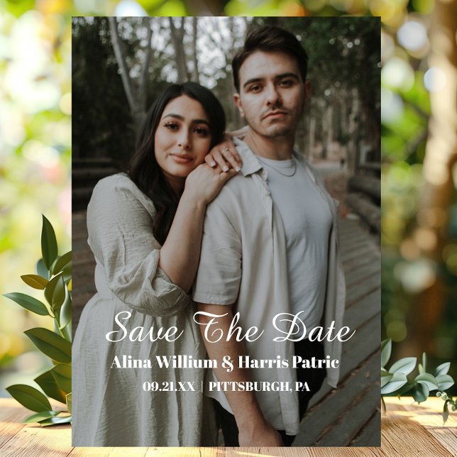 Convite Script Moderno Simples Foto Save The Date (Criador carregado)