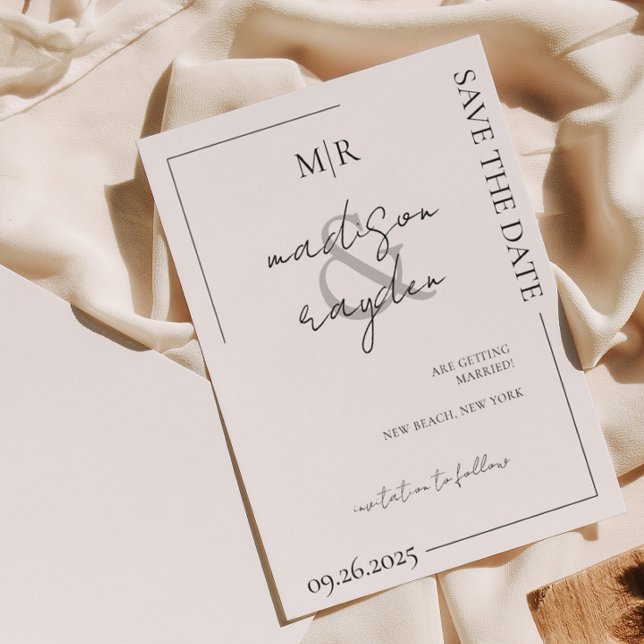 Convite Script Tipografia Monograma Casamento Salvar A Dat (Criador carregado)