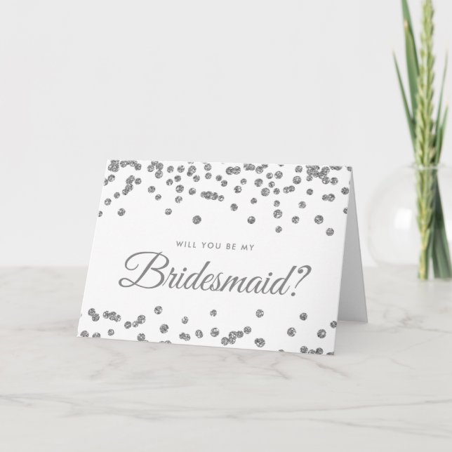 Convite Seja A Minha Porta-Voz, A Glitter Confetti White (Frente)