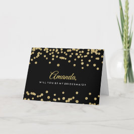 Convite Seja A Minha Porta-Voz Dourada Faux Glitter Confet