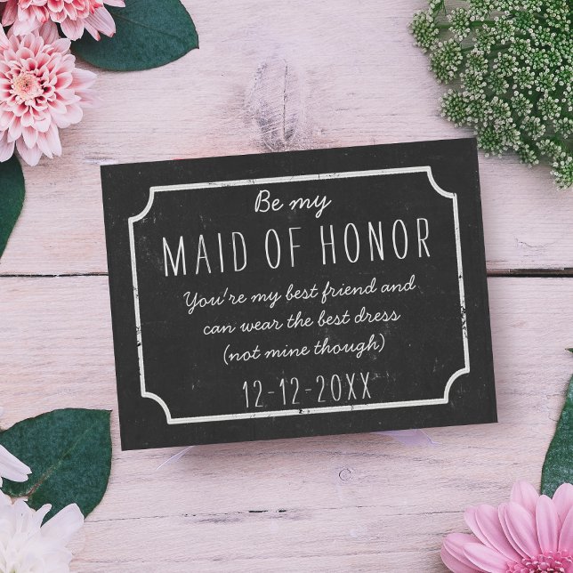 Convite Seja A Minha Proposta De Casamento De Chalkboard D (Something chalkboard for your Maid of Honor request )
