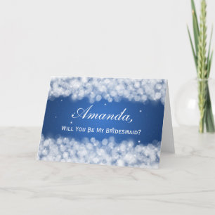 Convite Seja Meu Brancesmaid Party Sparkle Blue