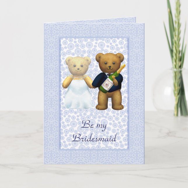 Convite Seja meu urso que de ursinho azul da dama de honra (Frente)