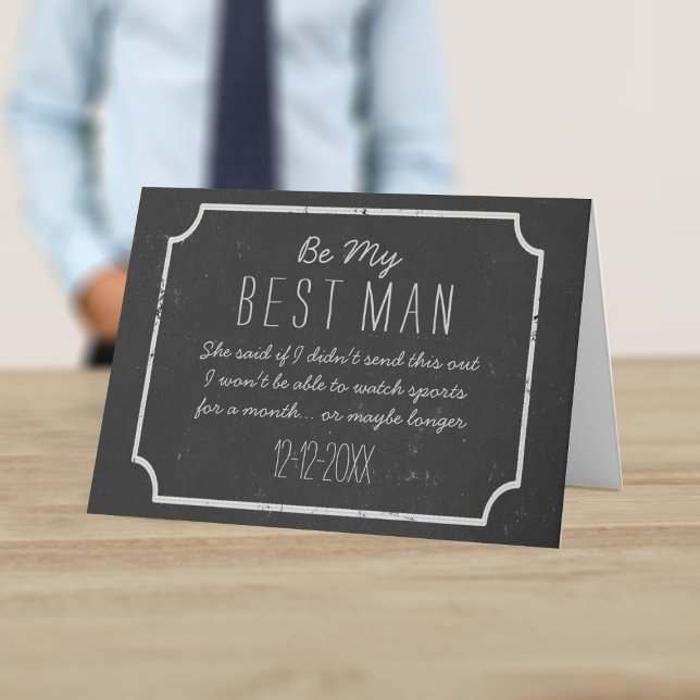 Convite Seja Minha Melhor Proposta De Padrinho de casament (For lovers of the chalkboard wedding vibe. Ask your best man to be there for you with this card)