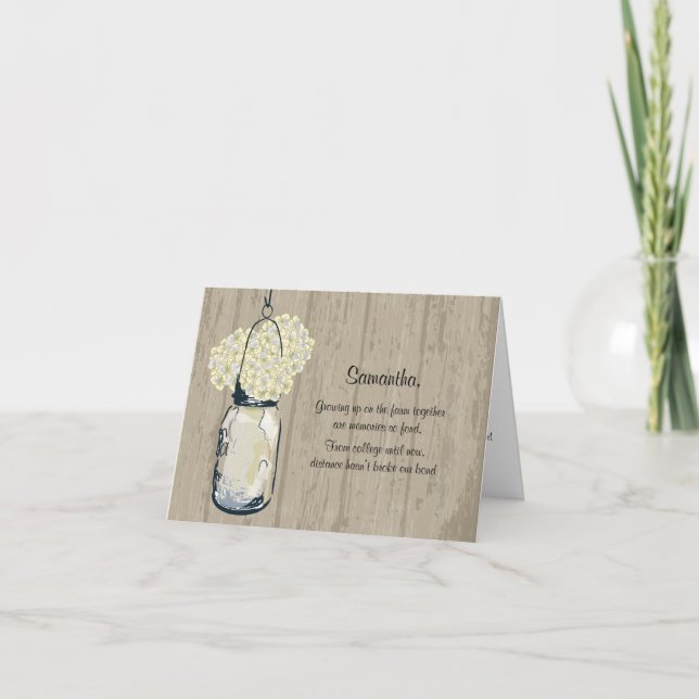 Convite Seja Minha Porta-Pontas - Flores Mason Jar Hydrang (Frente)
