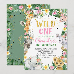 Convite Selvagem de Um Aniversário para Safari