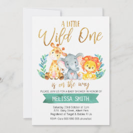 Convite selvagem do chá de fraldas da aguarela do