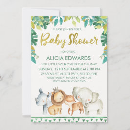 Convite selvagem do chá de fraldas do safari dos