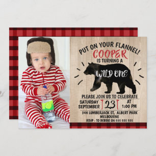 Convite selvagem do primeiro aniversario do urso