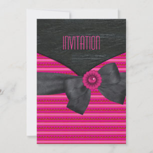 Convite Selvagem Rosa Preto Branco retrô