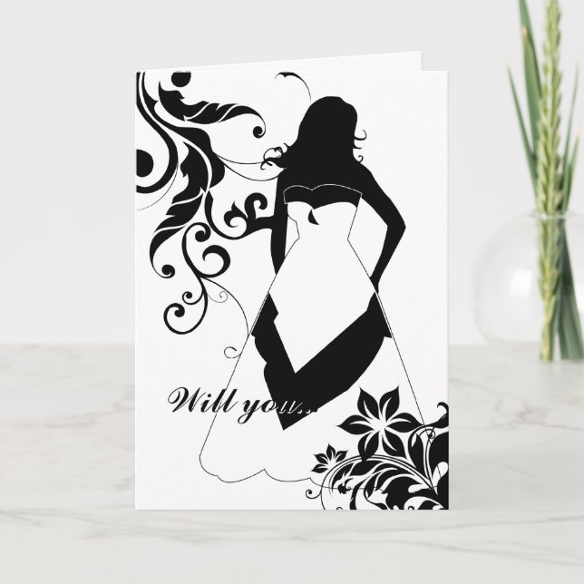Convite será minha madrinha de casamento? : silhueta elega (Frente)