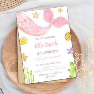 Convite Sereia de Aniversário, Convite Sereia