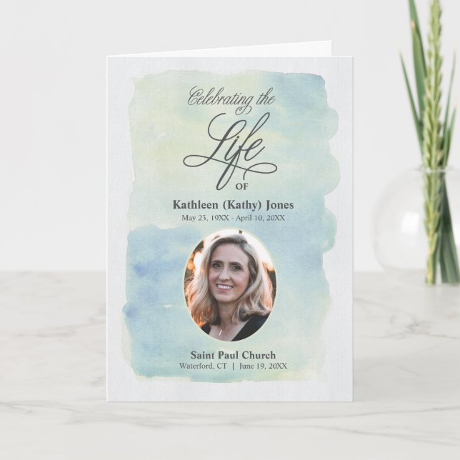 Convite Serviço Memorial Com Funeral Fotográfica (Frente)