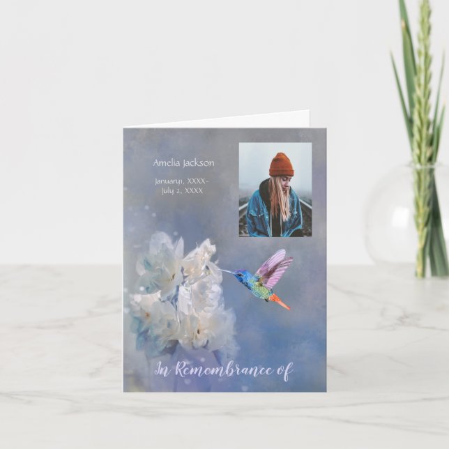 Convite Serviço Memorial Convidar Flores Brancas de Hummin (Frente)