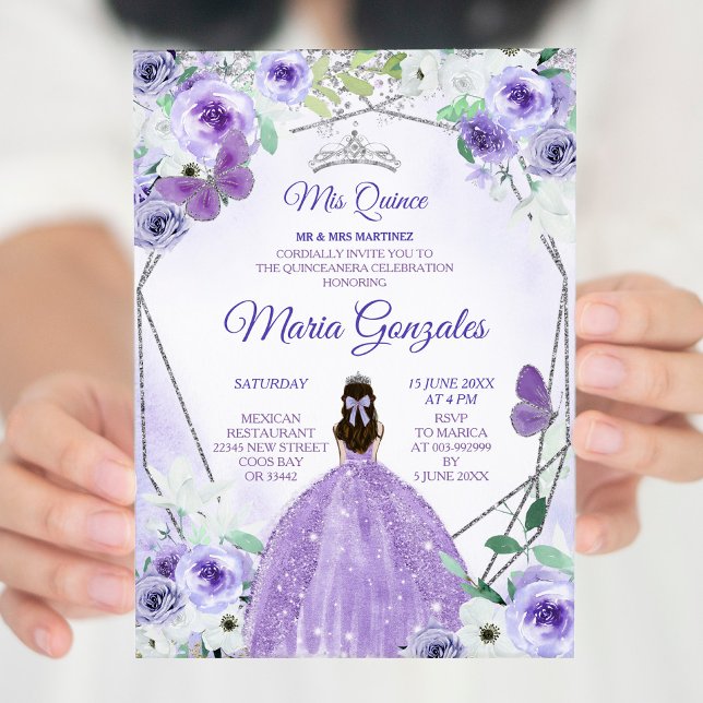 Convite Silver e Purple Mis Quince (Criador carregado)