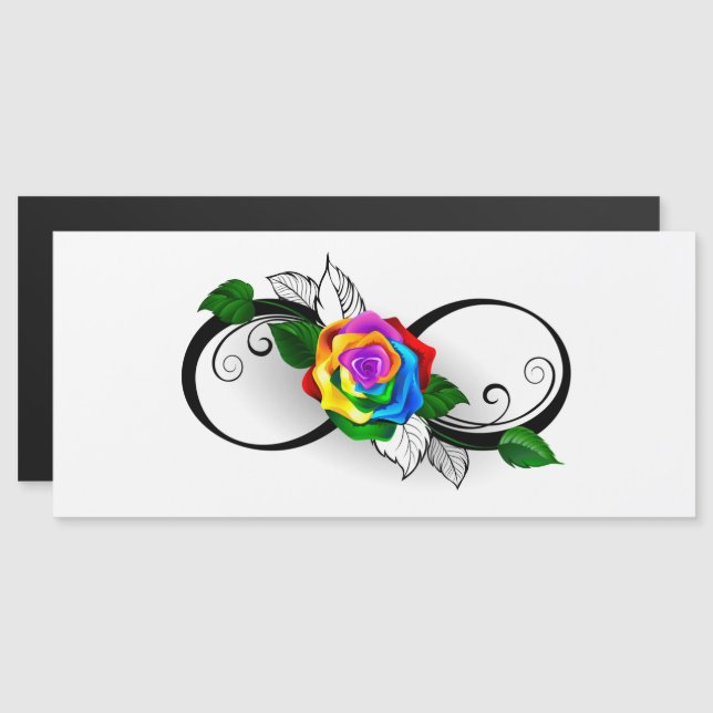 Convite Símbolo Infinito com Rosa do Arco-Íris (Frente/Verso)