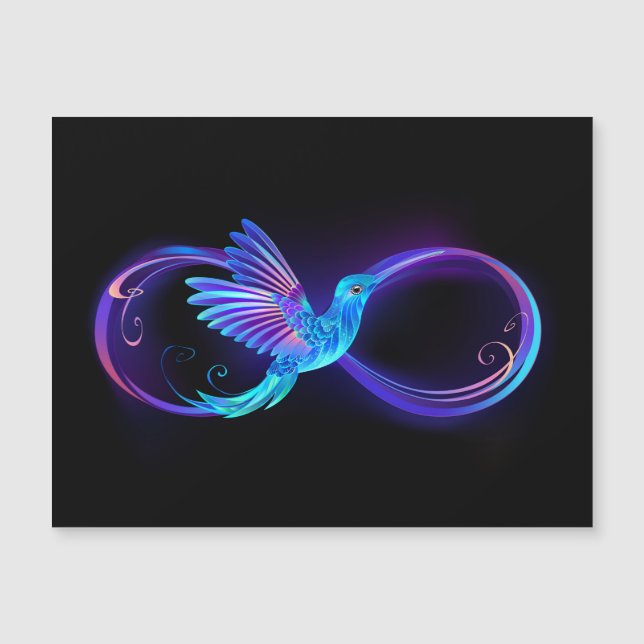 Convite Símbolo Neon Infinity com Hummingbird brilhante (Frente)