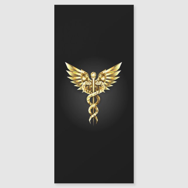 Convite Símbolo Poligonal Dourado Caduceu (Frente)