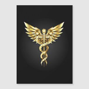 Convite Símbolo Poligonal Dourado Caduceu