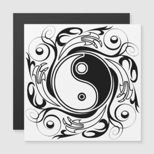 Convite Símbolo Yin & Yang Preto e Branco Estilo Tatuagem