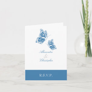 Convite Simple Amparo Blue Butterfly RSVP Note