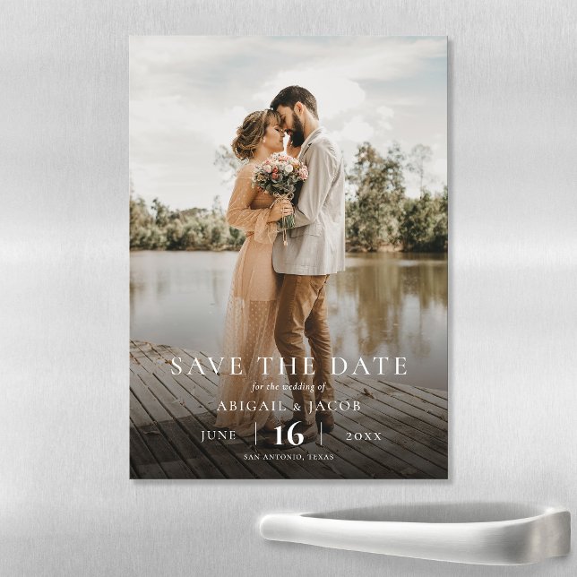 Convite Simple Elegant Modern Photo Wedding Save the Date (Criador carregado)
